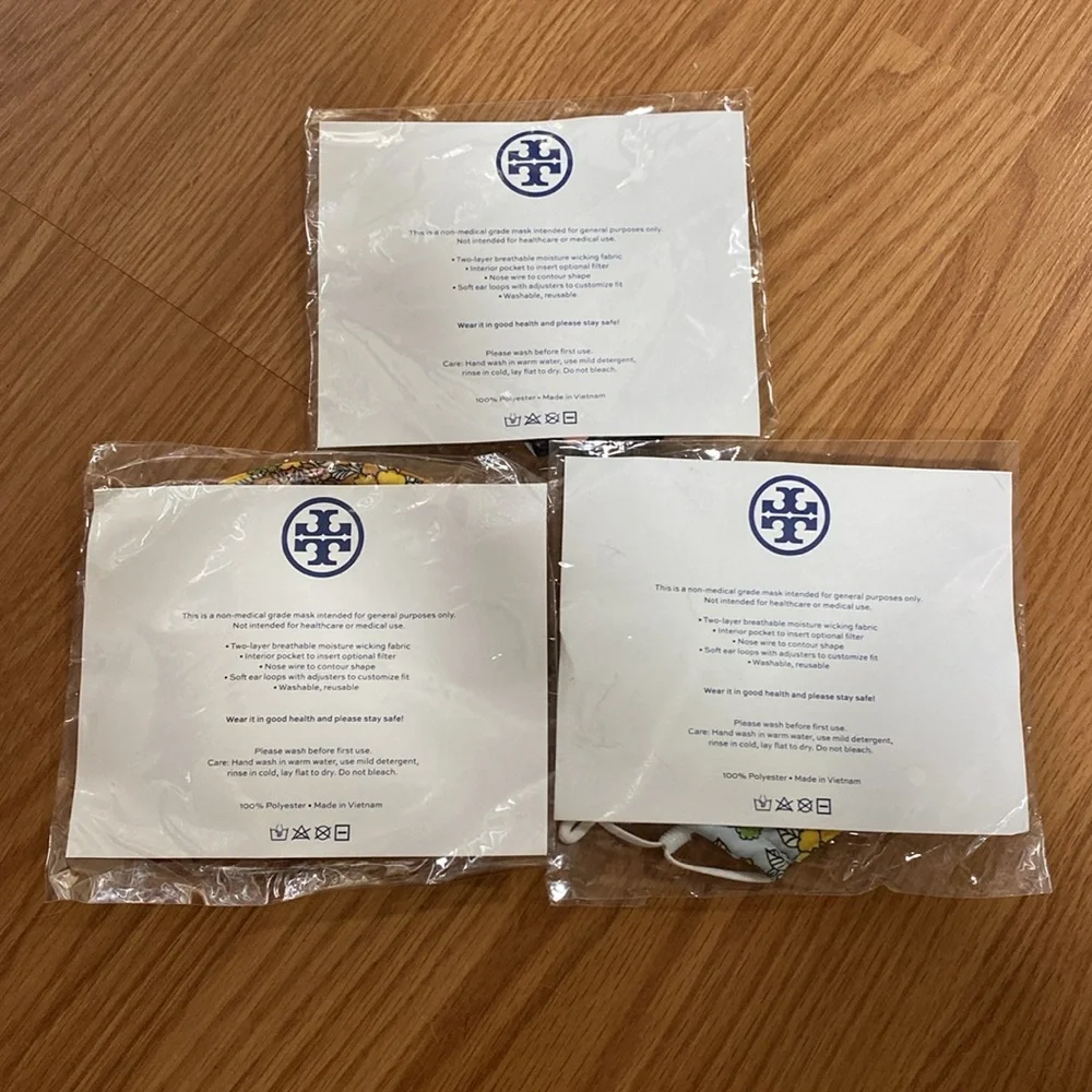❤️ Tory Burch New Floral Print Face Mask Set Bundle of 3